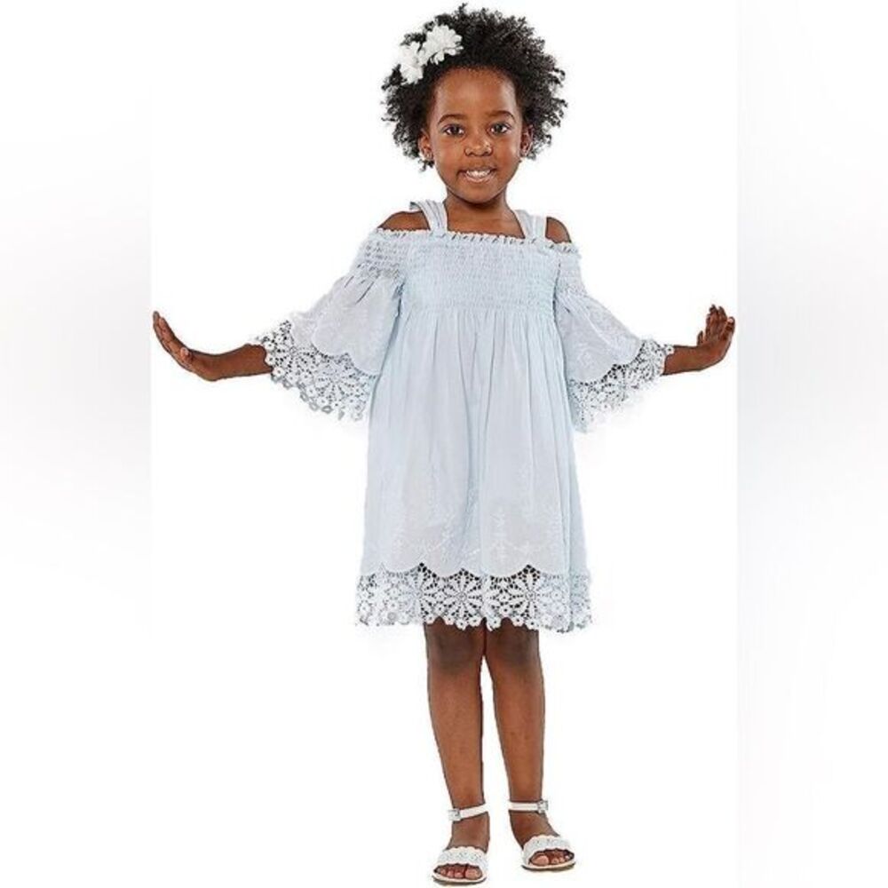 Biscotti NWT Light Blue Embroidered Bodice Off The Shoulder Dress (10)